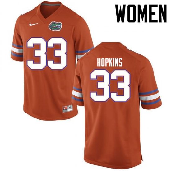 Women's Florida Gators #33 Tyriek Hopkins NCAA Nike Orange Authentic Stitched College Football Jersey WZK2462FF